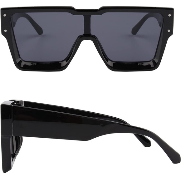 - Oversized BLACK Sunglasses for MEN Trendy Square STYLE *NEW* - Picture 3 of 7